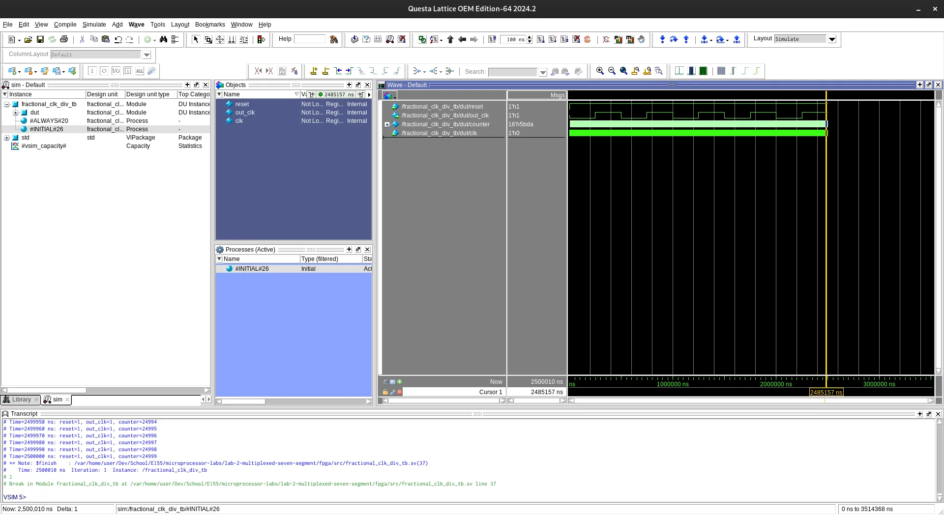 Fractional Clock Divider Test