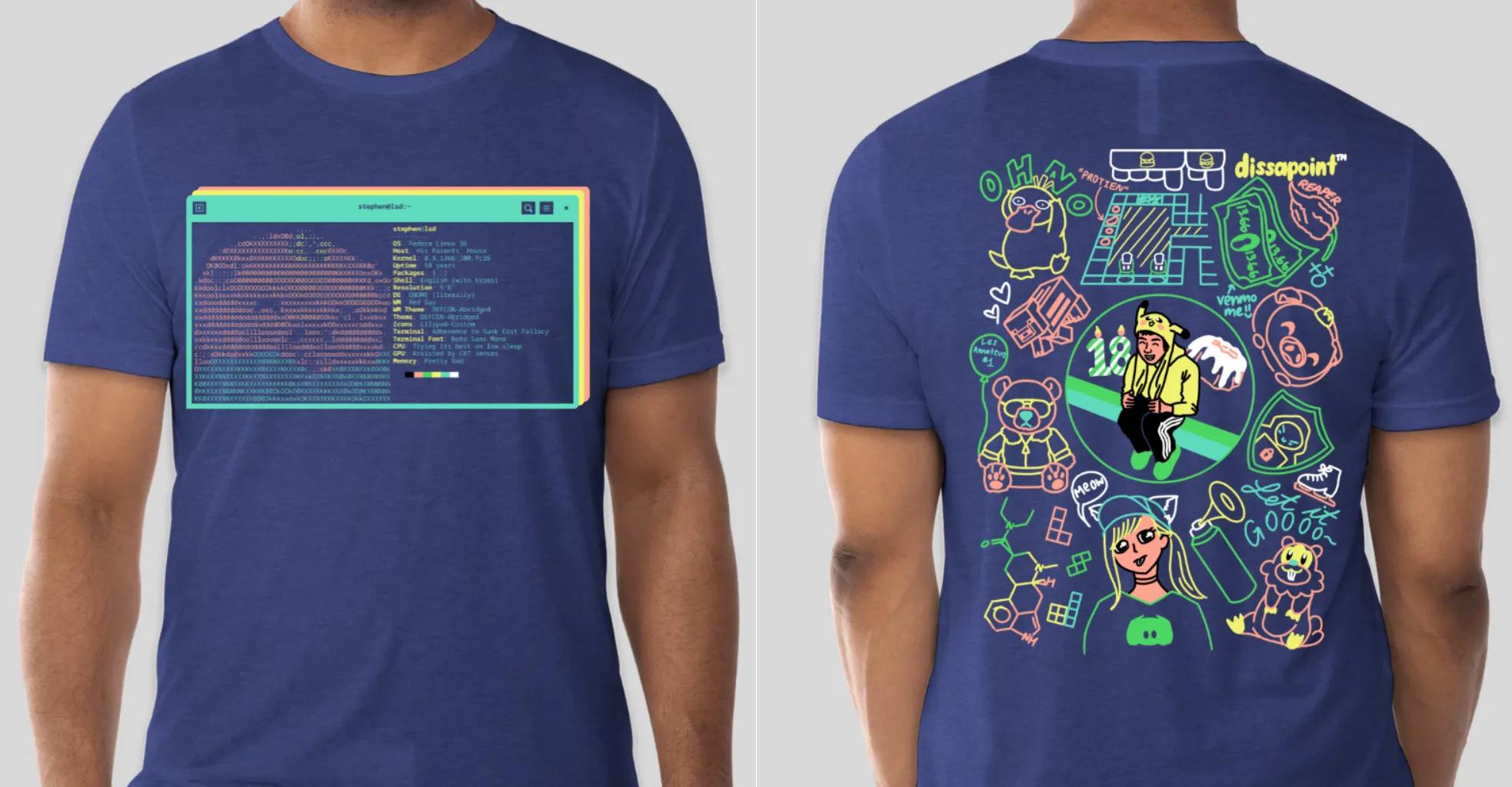 Mockup, front on left, back on right