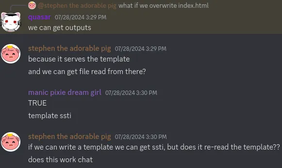 Me telling teammates we can do Server Side Template Injection